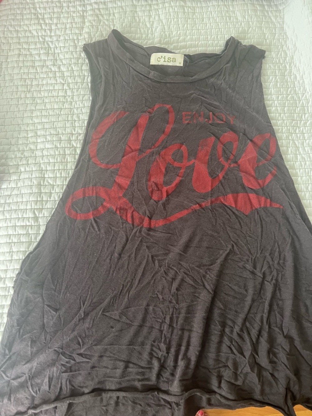 Women's Black Tank Top with Red 'Love' Print